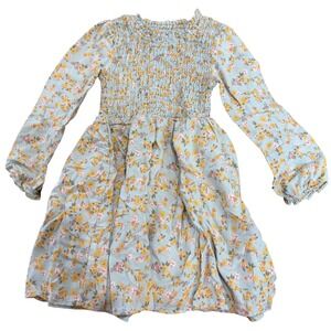 Biscotti Collezione Girls Blue Floral Smocked Long Sleeve Dress 3T LCDQ711